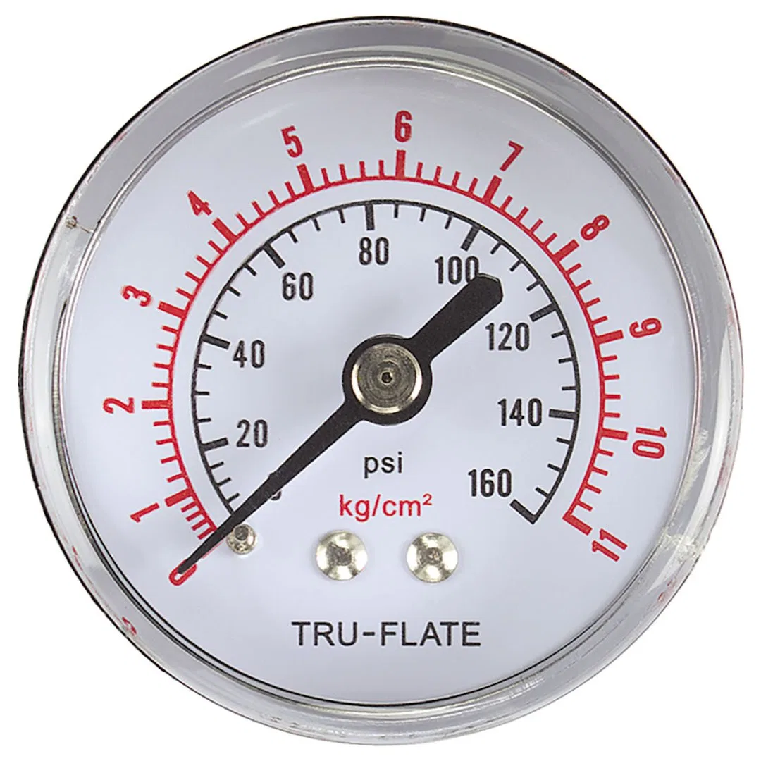 24-803 – TRUFLATE Gauge Air Pressure, 1/4 Inch NPT Fitting Mechanical 0 To 160 PSI Analog Display White Face/ Black N...